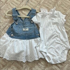 OshKosh B'gosh Denim Dress and White Bodysuit Set
